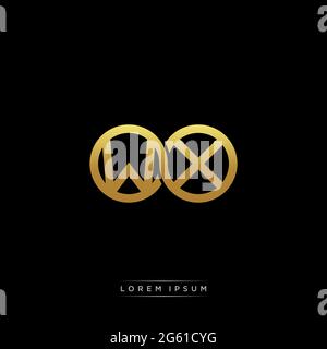 initial letter linked circle capital monogram logo modern template gold color version isolated on black background Stock Vector