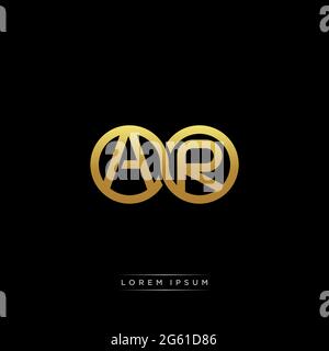 initial letter linked circle capital monogram logo modern template gold color version isolated on black background Stock Vector