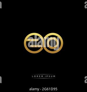 initial letter linked circle capital monogram logo modern template gold color version isolated on black background Stock Vector