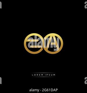 initial letter linked circle capital monogram logo modern template gold color version isolated on black background Stock Vector