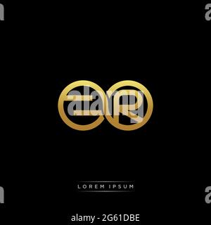 initial letter linked circle capital monogram logo modern template gold color version isolated on black background Stock Vector