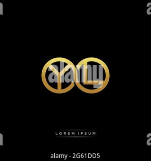 initial letter linked circle capital monogram logo modern template gold color version isolated on black background Stock Vector