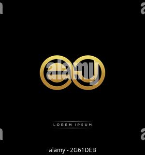 initial letter linked circle capital monogram logo modern template gold color version isolated on black background Stock Vector