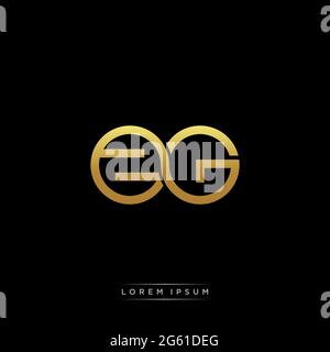 initial letter linked circle capital monogram logo modern template gold color version isolated on black background Stock Vector