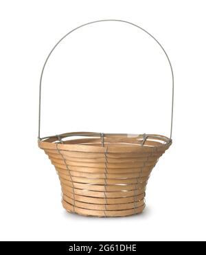 Front view of empty fruit basket isolated on white Stock Photo