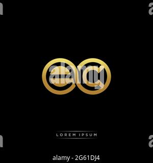 initial letter linked circle capital monogram logo modern template gold color version isolated on black background Stock Vector