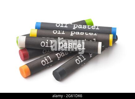 Group of oil pastel sticks isolated on white Stock Photo
