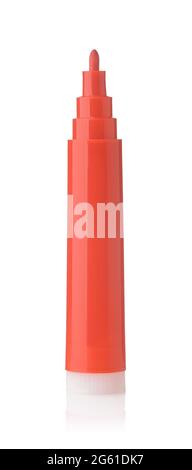 Open red felt pen marker isolated on white Stock Photo