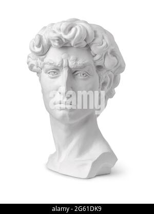 Plaster bust of David isolated on white Stock Photo