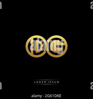 initial letter linked circle capital monogram logo modern template gold color version isolated on black background Stock Vector
