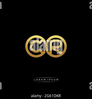 initial letter linked circle capital monogram logo modern template gold color version isolated on black background Stock Vector