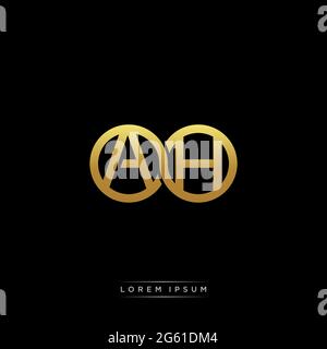 initial letter linked circle capital monogram logo modern template gold color version isolated on black background Stock Vector