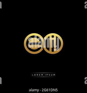 initial letter linked circle capital monogram logo modern template gold color version isolated on black background Stock Vector