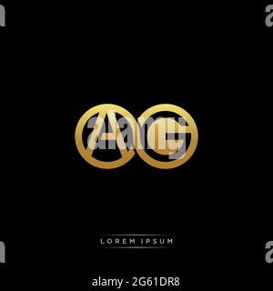 initial letter linked circle capital monogram logo modern template gold color version isolated on black background Stock Vector