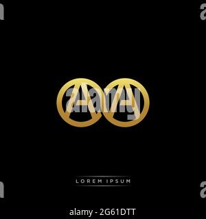 initial letter linked circle capital monogram logo modern template gold color version isolated on black background Stock Vector