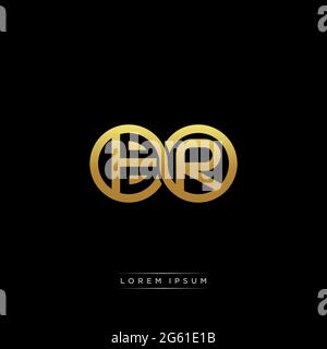 initial letter linked circle capital monogram logo modern template gold color version isolated on black background Stock Vector