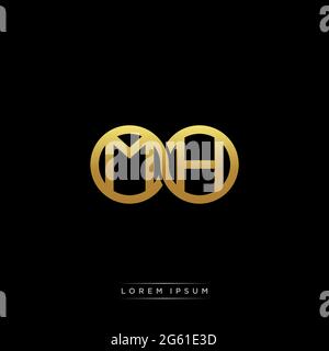 initial letter linked circle capital monogram logo modern template gold color version isolated on black background Stock Vector