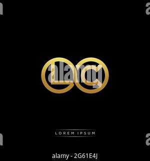 initial letter linked circle capital monogram logo modern template gold color version isolated on black background Stock Vector