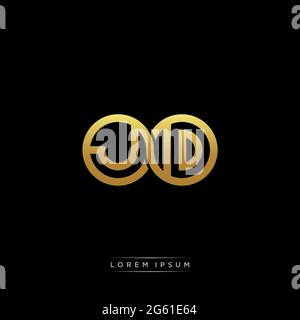 initial letter linked circle capital monogram logo modern template gold color version isolated on black background Stock Vector