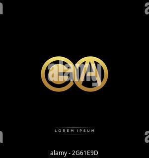 initial letter linked circle capital monogram logo modern template gold color version isolated on black background Stock Vector