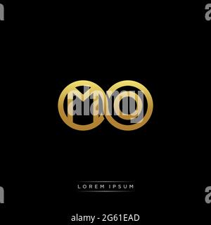 initial letter linked circle capital monogram logo modern template gold color version isolated on black background Stock Vector