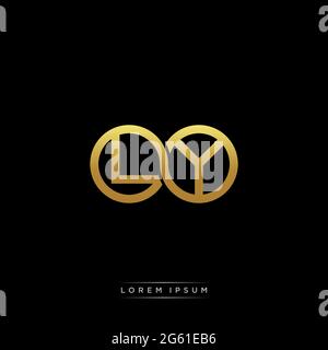 initial letter linked circle capital monogram logo modern template gold color version isolated on black background Stock Vector