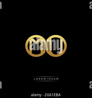 initial letter linked circle capital monogram logo modern template gold color version isolated on black background Stock Vector