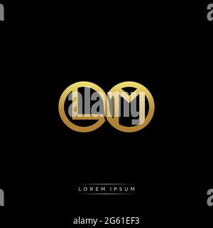 initial letter linked circle capital monogram logo modern template gold color version isolated on black background Stock Vector