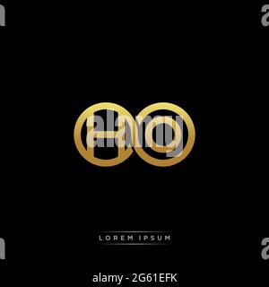 initial letter linked circle capital monogram logo modern template gold color version isolated on black background Stock Vector
