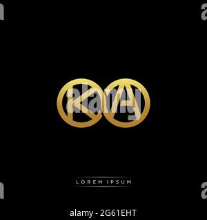 initial letter linked circle capital monogram logo modern template gold color version isolated on black background Stock Vector