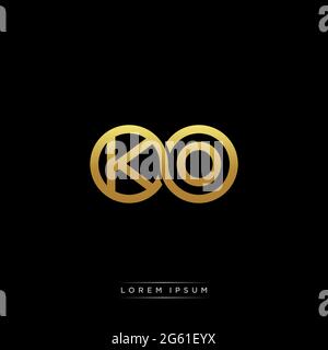 initial letter linked circle capital monogram logo modern template gold color version isolated on black background Stock Vector