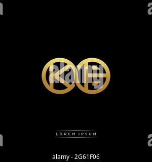 initial letter linked circle capital monogram logo modern template gold color version isolated on black background Stock Vector