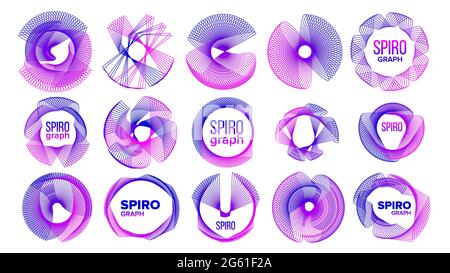 Spirograph Abstract Ornamental Symbols Set Vector Illustrations Stock Vector