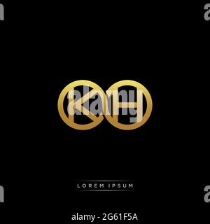 initial letter linked circle capital monogram logo modern template gold color version isolated on black background Stock Vector