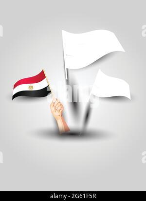 happy independence day Egypt. hands holding with Egypt flag. vector illustration design. Stock Vector