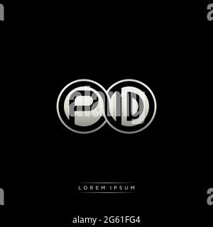 Initial letter linked circle capital monogram logo modern template gold color version isolated on black background Stock Vector