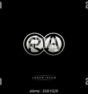 Initial letter linked circle capital monogram logo modern template gold color version isolated on black background Stock Vector