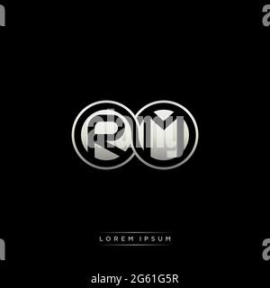 Initial letter linked circle capital monogram logo modern template gold color version isolated on black background Stock Vector