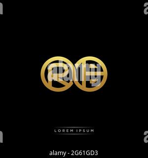 initial letter linked circle capital monogram logo modern template gold color version isolated on black background Stock Vector