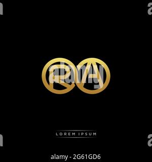 initial letter linked circle capital monogram logo modern template gold color version isolated on black background Stock Vector