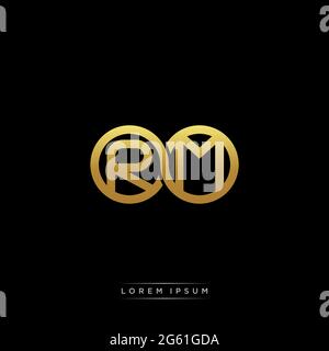 initial letter linked circle capital monogram logo modern template gold color version isolated on black background Stock Vector