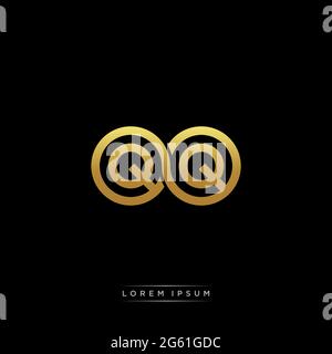 initial letter linked circle capital monogram logo modern template gold color version isolated on black background Stock Vector