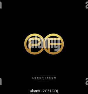 initial letter linked circle capital monogram logo modern template gold color version isolated on black background Stock Vector