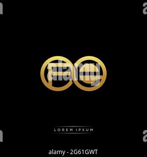 initial letter linked circle capital monogram logo modern template gold color version isolated on black background Stock Vector
