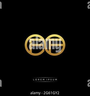initial letter linked circle capital monogram logo modern template gold color version isolated on black background Stock Vector