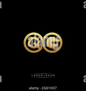 initial letter linked circle capital monogram logo modern template gold color version isolated on black background Stock Vector
