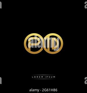 initial letter linked circle capital monogram logo modern template gold color version isolated on black background Stock Vector