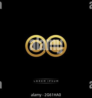 initial letter linked circle capital monogram logo modern template gold color version isolated on black background Stock Vector