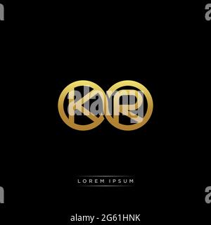 initial letter linked circle capital monogram logo modern template gold color version isolated on black background Stock Vector