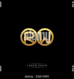 initial letter linked circle capital monogram logo modern template gold color version isolated on black background Stock Vector